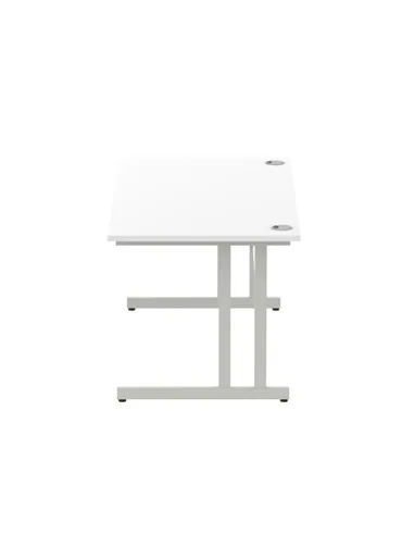 Dynamic Impulse 1600 x 800mm Straight Office Desk White Top Silver Cantilever Leg I000307