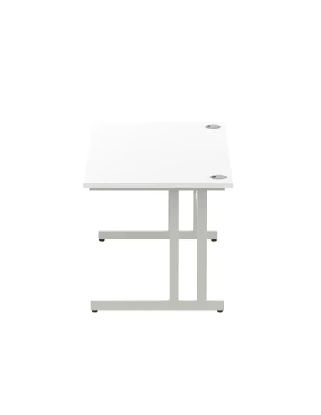 Dynamic Impulse 1600 x 800mm Straight Office Desk White Top Silver Cantilever Leg I000307