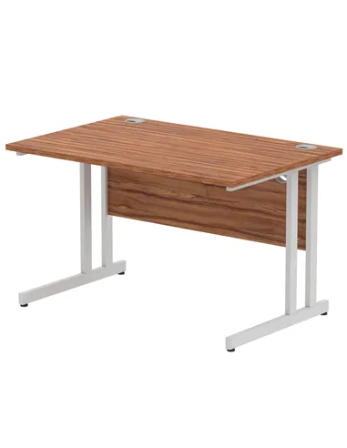 Dynamic Impulse 1200 x 800mm Straight Office Desk Walnut Top Silver Cantilever Leg I000327