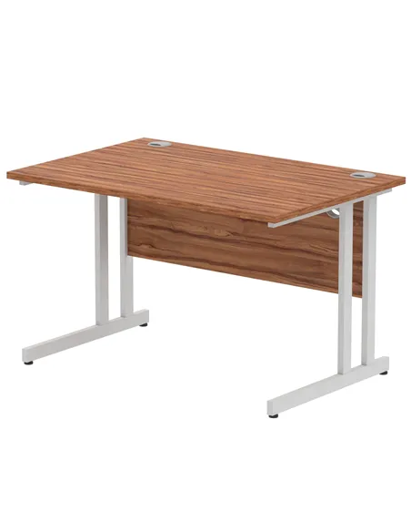 Dynamic Impulse 1200 x 800mm Straight Office Desk Walnut Top Silver Cantilever Leg I000327