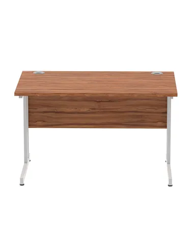 Dynamic Impulse 1200 x 800mm Straight Office Desk Walnut Top Silver Cantilever Leg I000327
