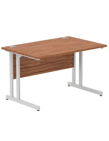 Dynamic Impulse 1200 x 800mm Straight Office Desk Walnut Top Silver Cantilever Leg I000327