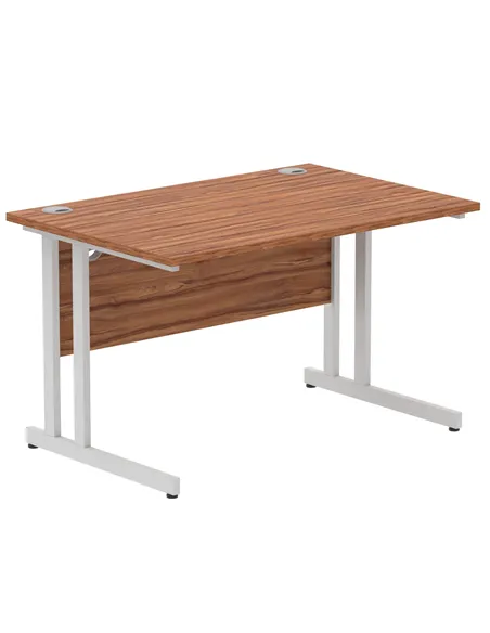 Dynamic Impulse 1200 x 800mm Straight Office Desk Walnut Top Silver Cantilever Leg I000327