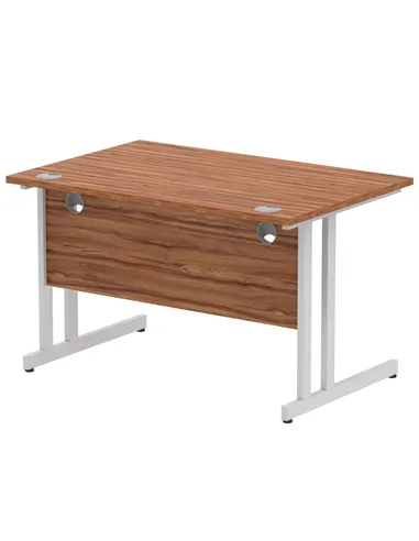 Dynamic Impulse 1200 x 800mm Straight Office Desk Walnut Top Silver Cantilever Leg I000327