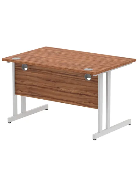 Dynamic Impulse 1200 x 800mm Straight Office Desk Walnut Top Silver Cantilever Leg I000327