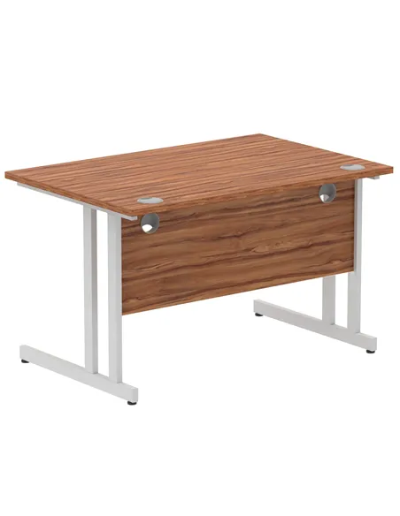 Dynamic Impulse 1200 x 800mm Straight Office Desk Walnut Top Silver Cantilever Leg I000327