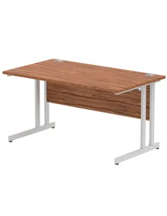 Dynamic Impulse 1400 x 800mm Straight Office Desk Walnut Top Silver Cantilever Leg I000328