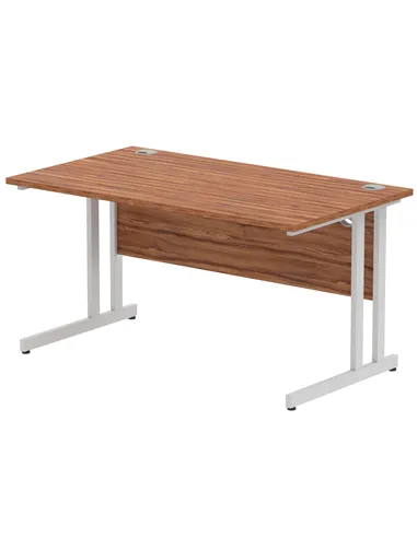 Dynamic Impulse 1400 x 800mm Straight Office Desk Walnut Top Silver Cantilever Leg I000328