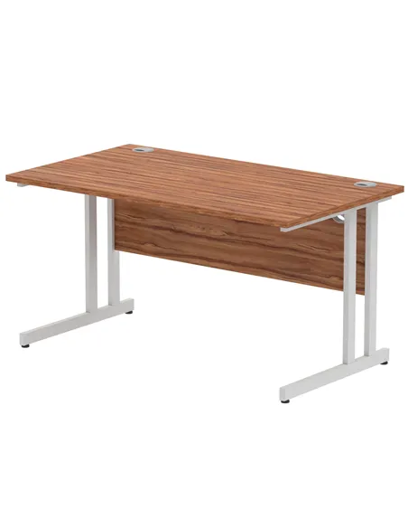 Dynamic Impulse 1400 x 800mm Straight Office Desk Walnut Top Silver Cantilever Leg I000328