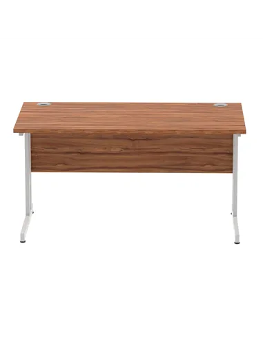 Dynamic Impulse 1400 x 800mm Straight Office Desk Walnut Top Silver Cantilever Leg I000328