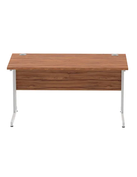 Dynamic Impulse 1400 x 800mm Straight Office Desk Walnut Top Silver Cantilever Leg I000328