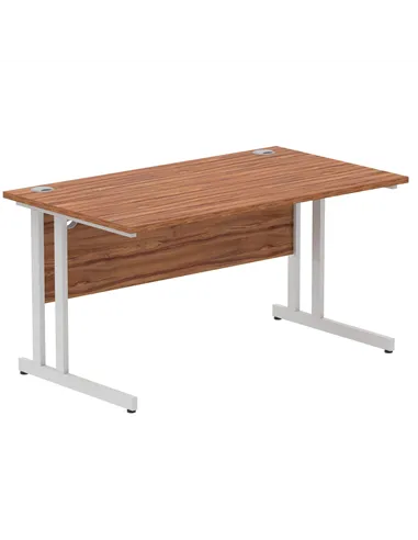 Dynamic Impulse 1400 x 800mm Straight Office Desk Walnut Top Silver Cantilever Leg I000328