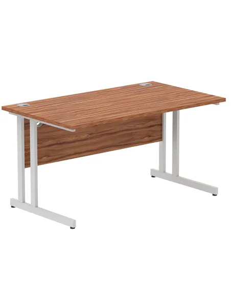 Dynamic Impulse 1400 x 800mm Straight Office Desk Walnut Top Silver Cantilever Leg I000328