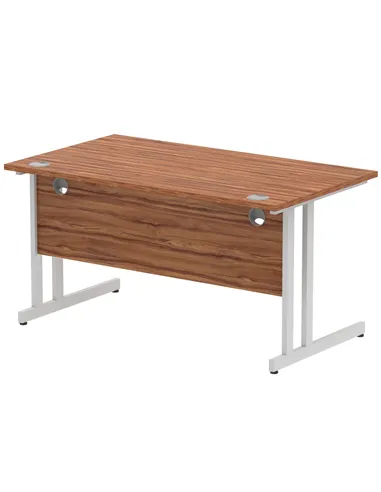 Dynamic Impulse 1400 x 800mm Straight Office Desk Walnut Top Silver Cantilever Leg I000328