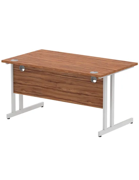 Dynamic Impulse 1400 x 800mm Straight Office Desk Walnut Top Silver Cantilever Leg I000328