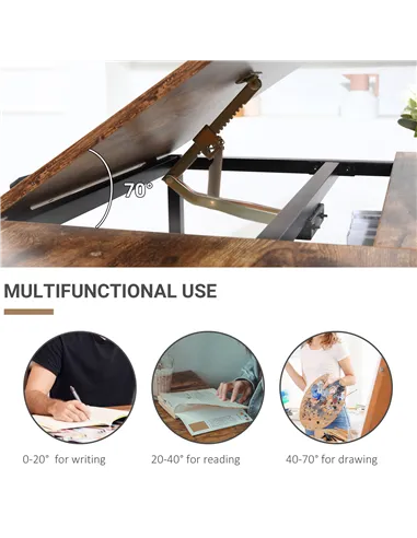 HOMCOM Adjustable Drafting Table Art Desk Drawing Table, Craft Desk Workstation for Painting, Multifunctional Writing Desk w/ 15
