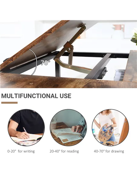 HOMCOM Adjustable Drafting Table Art Desk Drawing Table, Craft Desk Workstation for Painting, Multifunctional Writing Desk w/ 15