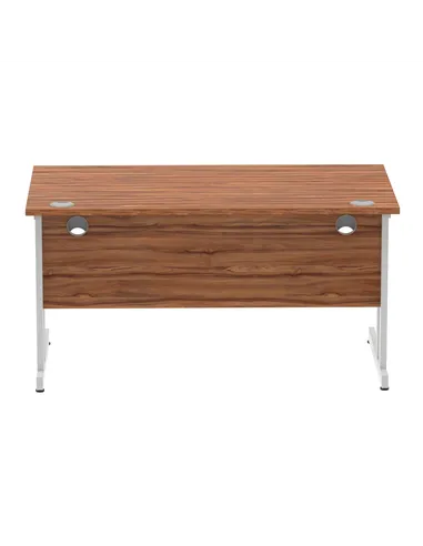 Dynamic Impulse 1400 x 800mm Straight Office Desk Walnut Top Silver Cantilever Leg I000328