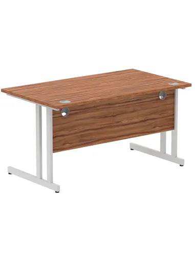Dynamic Impulse 1400 x 800mm Straight Office Desk Walnut Top Silver Cantilever Leg I000328