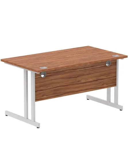 Dynamic Impulse 1400 x 800mm Straight Office Desk Walnut Top Silver Cantilever Leg I000328
