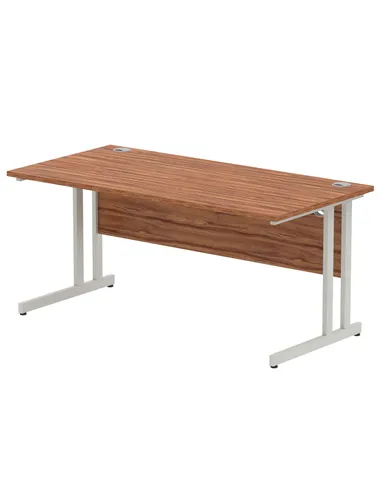 Dynamic Impulse 1600 x 800mm Straight Office Desk Walnut Top Silver Cantilever Leg I000329
