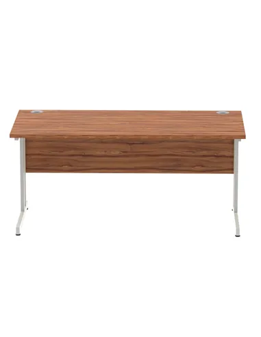 Dynamic Impulse 1600 x 800mm Straight Office Desk Walnut Top Silver Cantilever Leg I000329