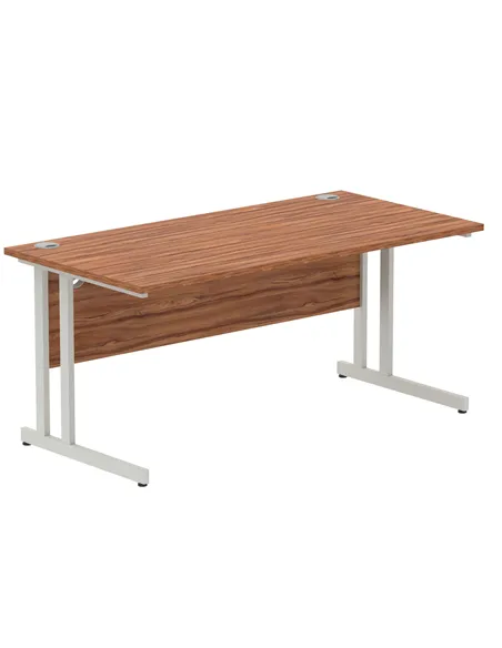 Dynamic Impulse 1600 x 800mm Straight Office Desk Walnut Top Silver Cantilever Leg I000329