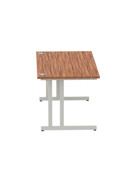 Dynamic Impulse 1600 x 800mm Straight Office Desk Walnut Top Silver Cantilever Leg I000329