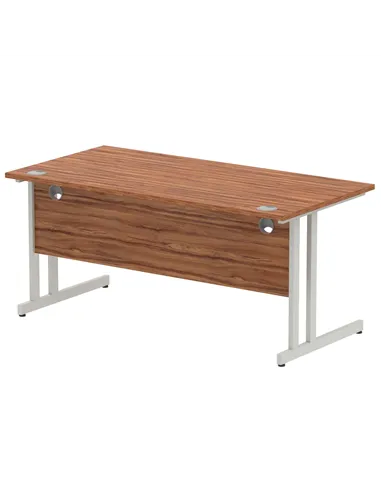 Dynamic Impulse 1600 x 800mm Straight Office Desk Walnut Top Silver Cantilever Leg I000329