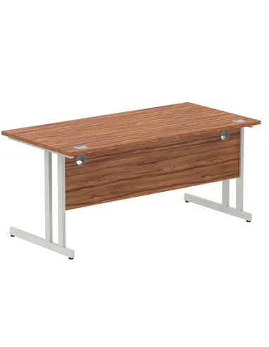 Dynamic Impulse 1600 x 800mm Straight Office Desk Walnut Top Silver Cantilever Leg I000329