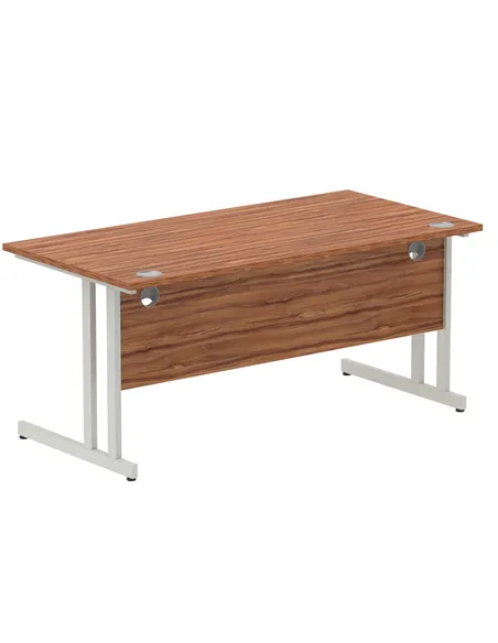 Dynamic Impulse 1600 x 800mm Straight Office Desk Walnut Top Silver Cantilever Leg I000329