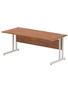 Dynamic Impulse 1800 x 800mm Straight Office Desk Walnut Top Silver Cantilever Leg I000330