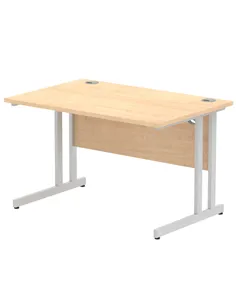 Dynamic Impulse 1200 x 800mm Straight Office Desk Maple Top Silver Cantilever Leg I000349