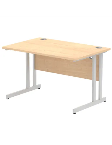 Dynamic Impulse 1200 x 800mm Straight Office Desk Maple Top Silver Cantilever Leg I000349