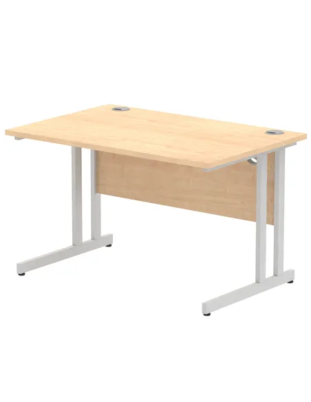 Dynamic Impulse 1200 x 800mm Straight Office Desk Maple Top Silver Cantilever Leg I000349