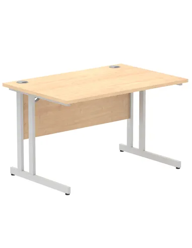 Dynamic Impulse 1200 x 800mm Straight Office Desk Maple Top Silver Cantilever Leg I000349