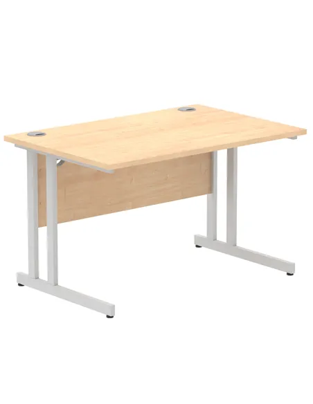 Dynamic Impulse 1200 x 800mm Straight Office Desk Maple Top Silver Cantilever Leg I000349