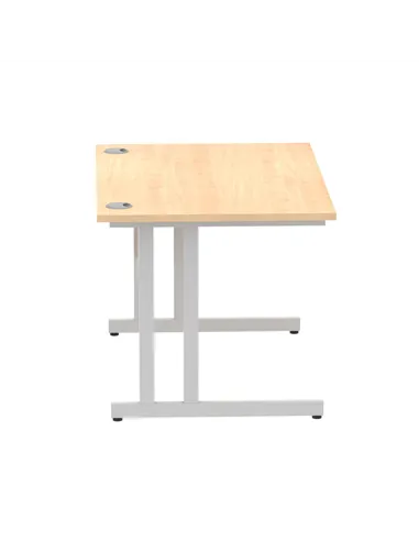 Dynamic Impulse 1200 x 800mm Straight Office Desk Maple Top Silver Cantilever Leg I000349