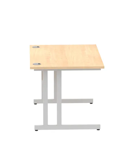 Dynamic Impulse 1200 x 800mm Straight Office Desk Maple Top Silver Cantilever Leg I000349