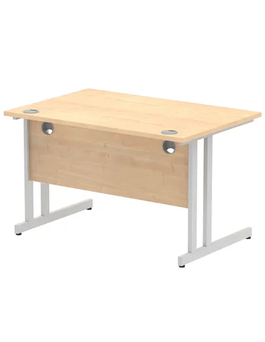 Dynamic Impulse 1200 x 800mm Straight Office Desk Maple Top Silver Cantilever Leg I000349