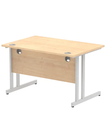 Dynamic Impulse 1200 x 800mm Straight Office Desk Maple Top Silver Cantilever Leg I000349