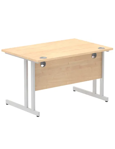Dynamic Impulse 1200 x 800mm Straight Office Desk Maple Top Silver Cantilever Leg I000349