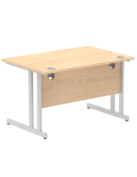 Dynamic Impulse 1200 x 800mm Straight Office Desk Maple Top Silver Cantilever Leg I000349