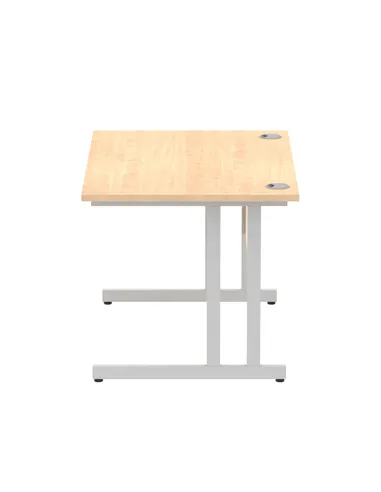 Dynamic Impulse 1200 x 800mm Straight Office Desk Maple Top Silver Cantilever Leg I000349