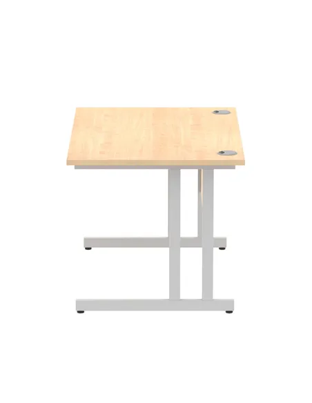 Dynamic Impulse 1200 x 800mm Straight Office Desk Maple Top Silver Cantilever Leg I000349
