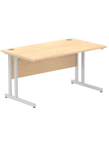 Dynamic Impulse 1400 x 800mm Straight Office Desk Maple Top Silver Cantilever Leg I000350