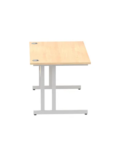 Dynamic Impulse 1400 x 800mm Straight Office Desk Maple Top Silver Cantilever Leg I000350