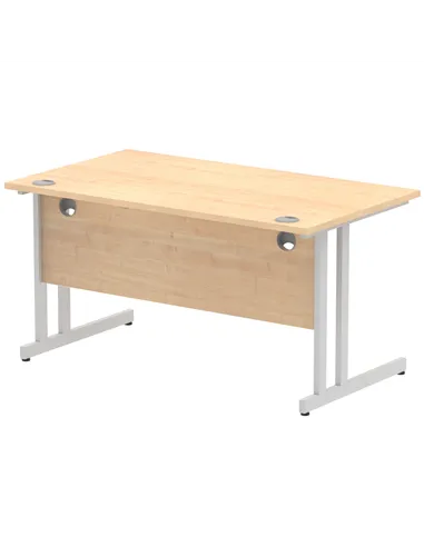 Dynamic Impulse 1400 x 800mm Straight Office Desk Maple Top Silver Cantilever Leg I000350