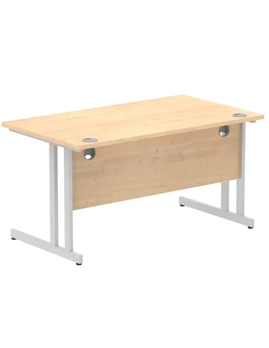 Dynamic Impulse 1400 x 800mm Straight Office Desk Maple Top Silver Cantilever Leg I000350