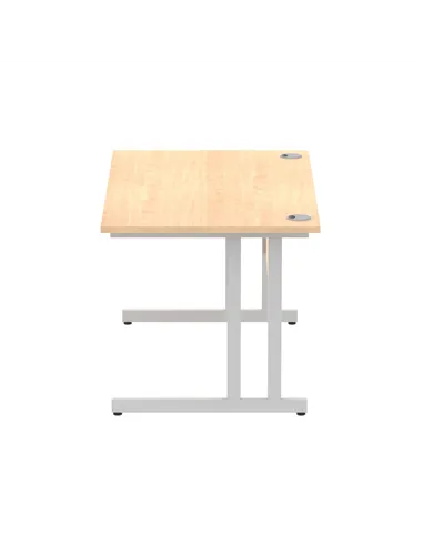 Dynamic Impulse 1400 x 800mm Straight Office Desk Maple Top Silver Cantilever Leg I000350